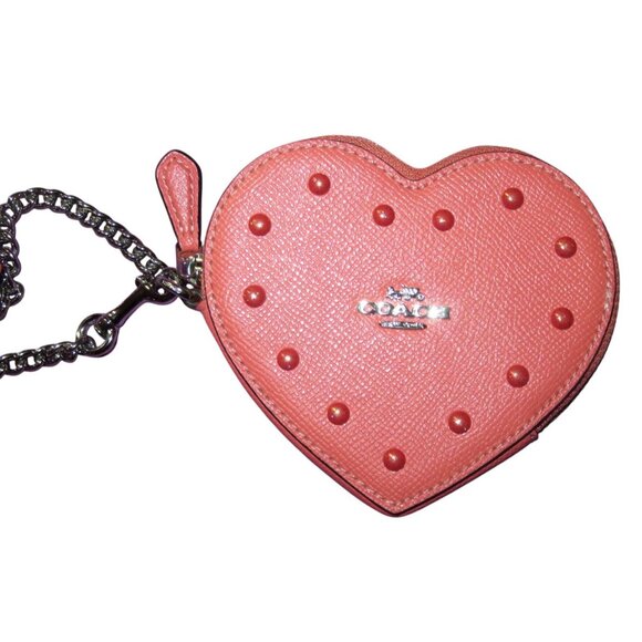 Coach Lexy Shoulder Bag studded Refined pebble Coral leather & matching purse - Picture 8 of 15